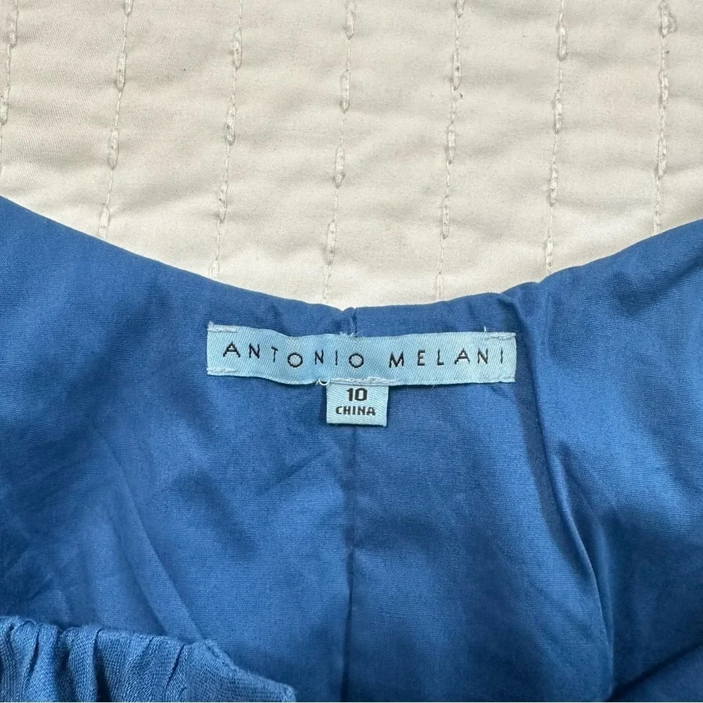 ANTONIO MELANI Ember Linen  Blue Button-Front Midi Dress - Picture 11 of 12